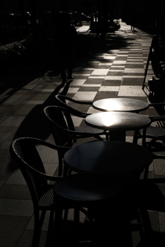 Terrace in the morning dazzling light