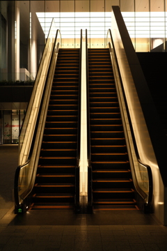 An empty escalator