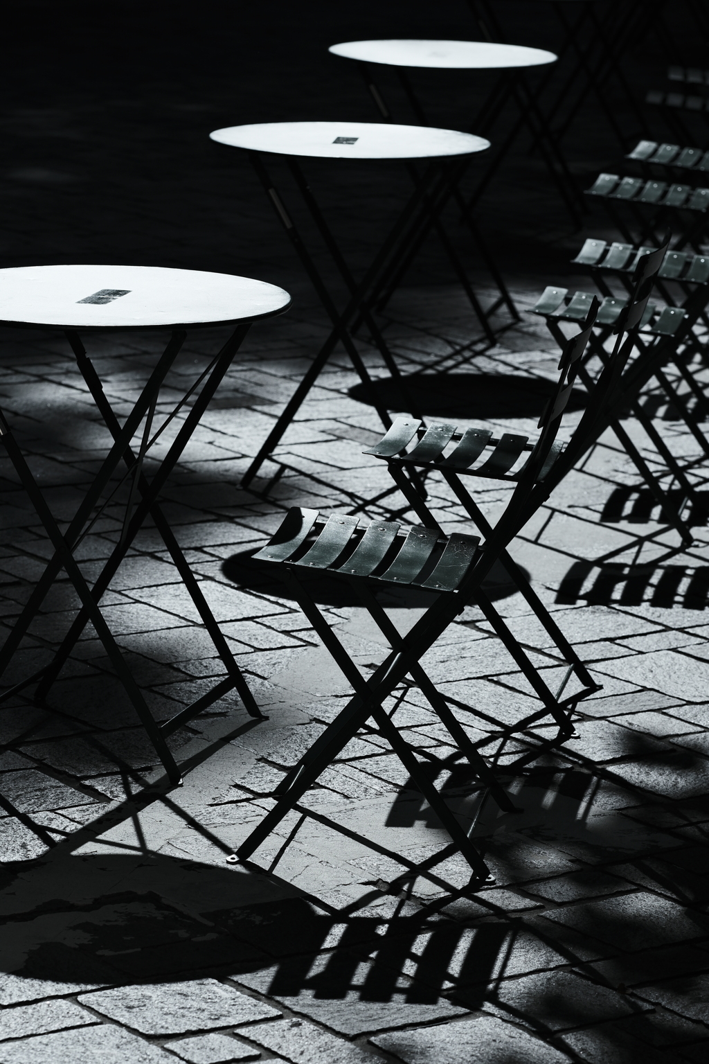 rows of tables and chairs