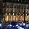 Tokyo station where it rains lightly