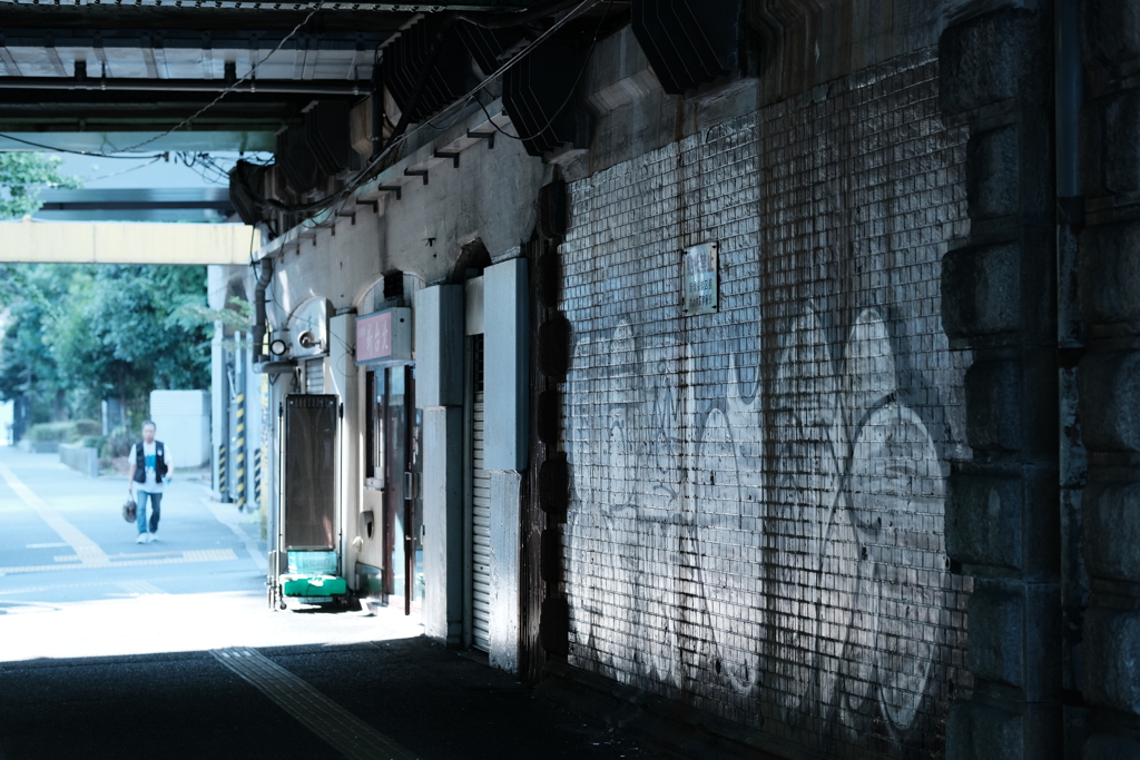 under the overpass in the morning