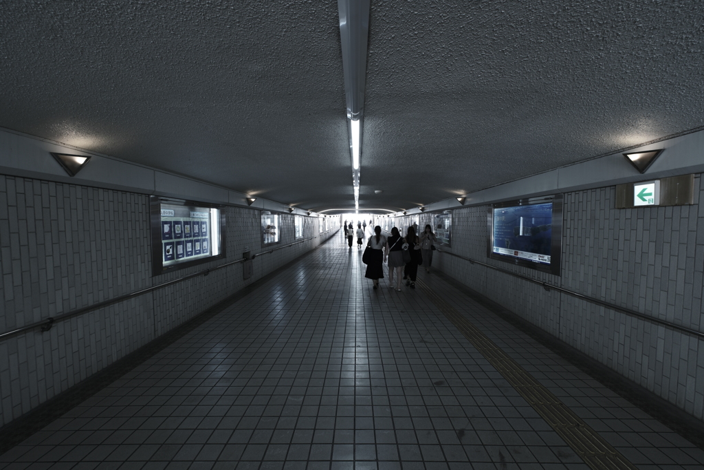 through the underground passage