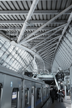 Station building with truss roof