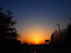今年初めての夕陽