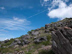 Slope of the blue sky and rock