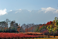 開田高原・御嶽山を望む