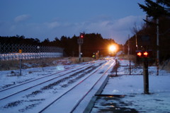 落石駅にて