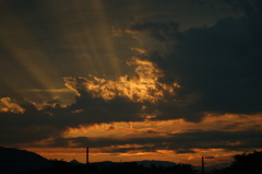 夕景の堂平山