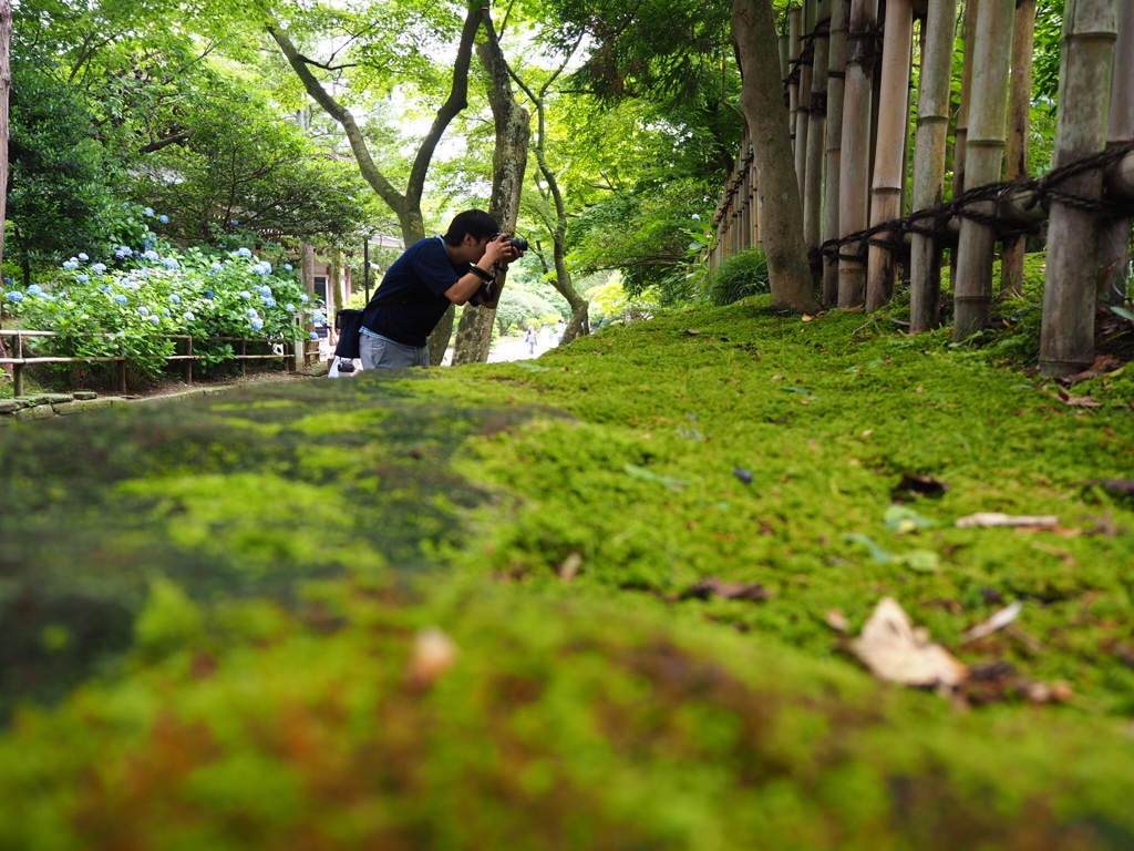 箱根で撮影する友人