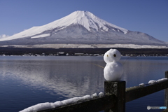 雪化粧に雪だるまもご機嫌