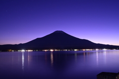 日没後の富士山　長池親水公園から