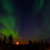 Northern lights with moon