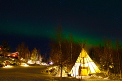 Tipi or Teepee with Aurora 
