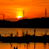 手賀沼の夕焼け〜1
