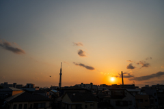 東京荒川土手夕景〜1