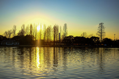 夕焼けと公園の風景3