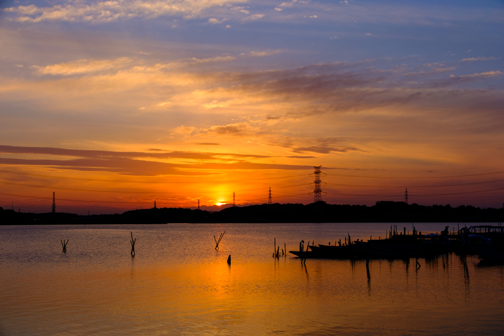 手賀沼の夕焼け〜2