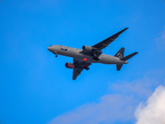サイクリング途中に毛馬桜之宮公園から着陸機を狙う②