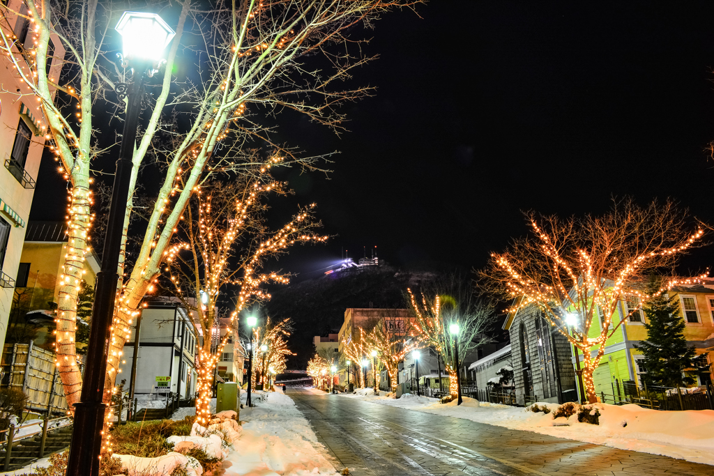 八幡坂と函館山の夜景