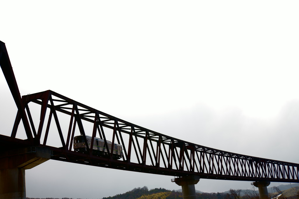 井原鉄道高梁川橋梁（曇天）