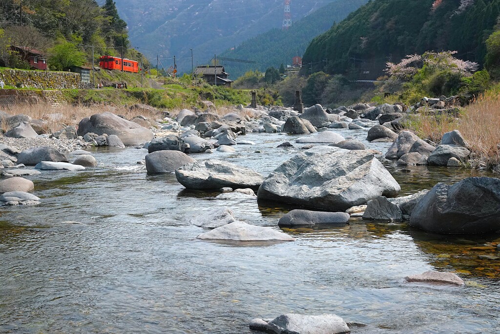 市川の流れと播但線