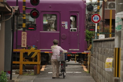 京都踏切の風景