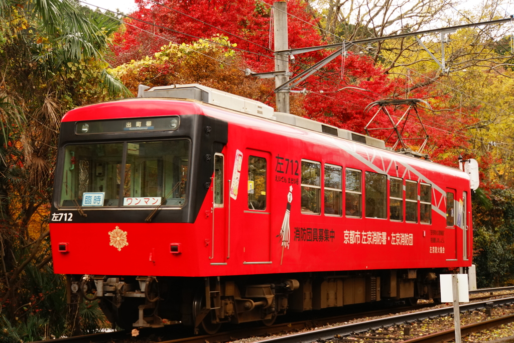 もみじと赤電車