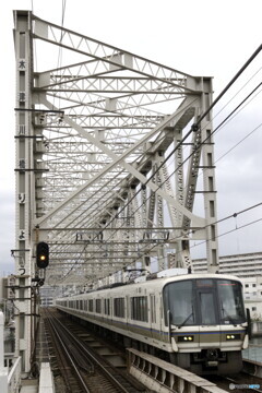 高いトラスの鉄橋