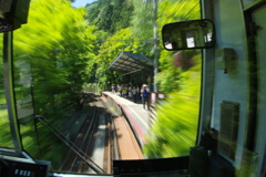 車内風景「貴船口到着」