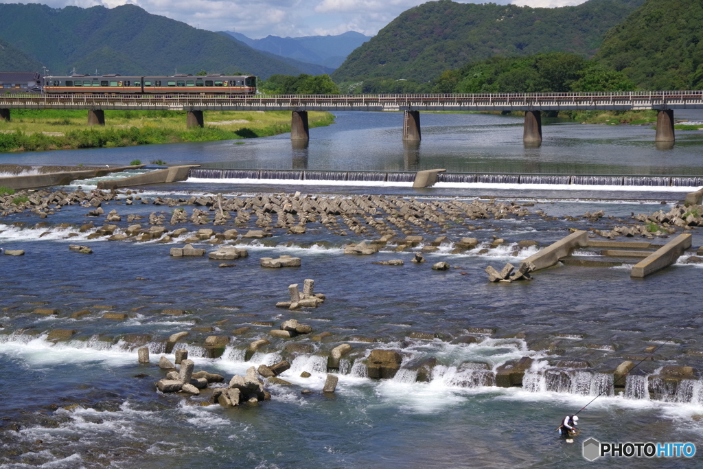 揖保川　鮎釣りの風景