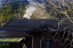 薪ストーブのあるカフェ