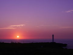 残波岬の夕日