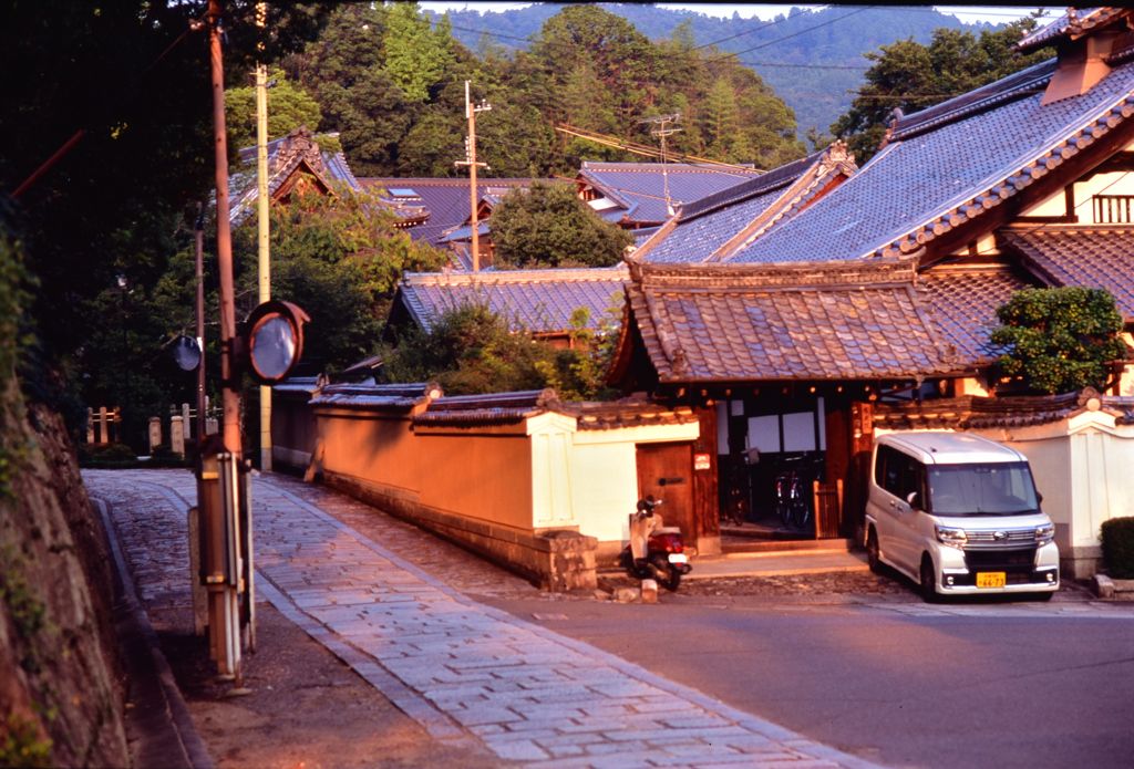 夕日に染まる