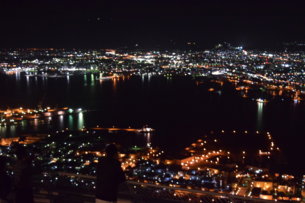 夜景にたたずむ