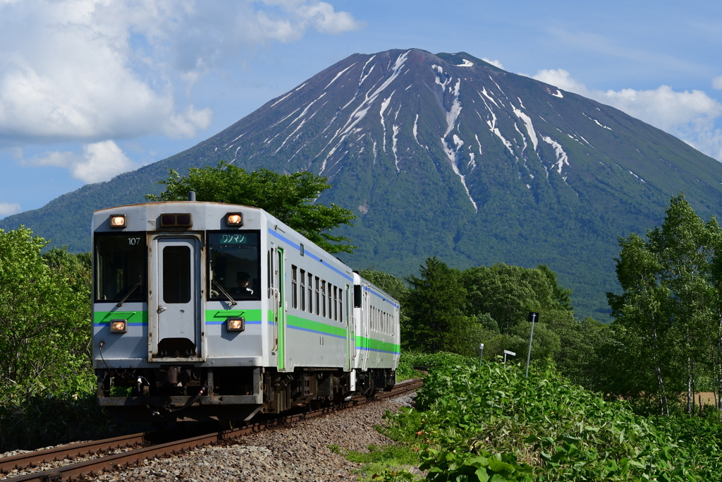 函館本線と羊蹄山