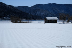 湖畔の雪景色