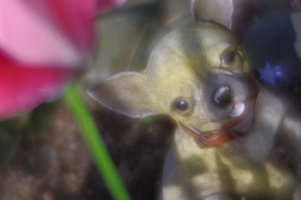 チュ－リップと犬の置物　1