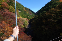 奥多摩むかしみち 錆び錆びのつり橋の上より撮影