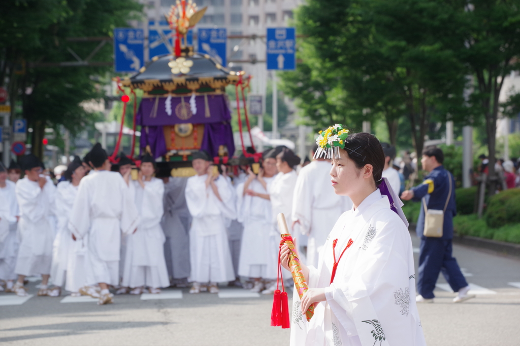金沢百万石祭　巫女様も来られてます