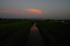 石川県 川北花火大会  夕日