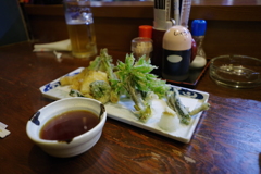 能登半島ドライブ　山菜の天ぷら　おいしかった
