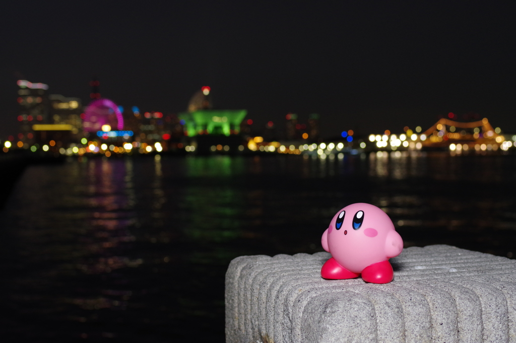 みなとみらいの夜景とカービィ(練習)