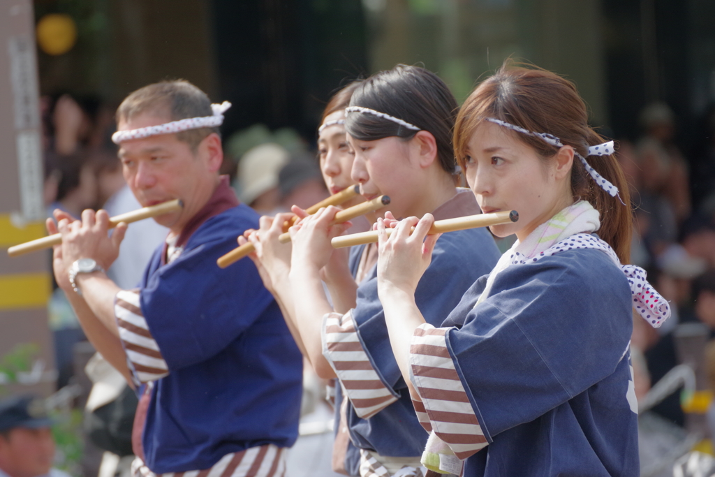 金沢百万石祭 加賀獅子ご一行　笛を吹く方々