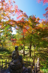 微妙に紅葉した三渓園