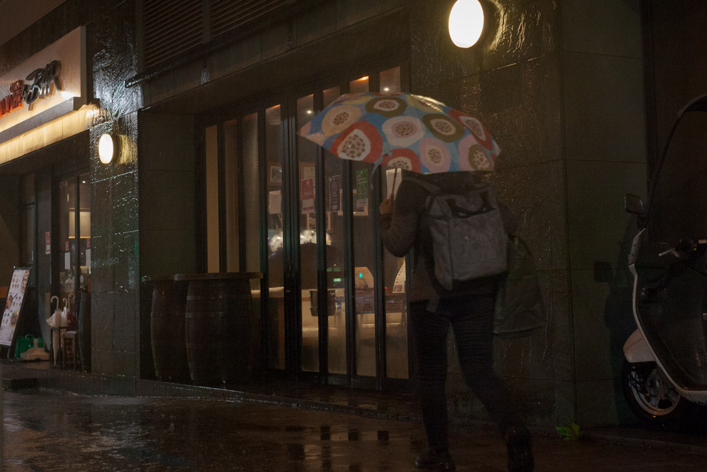 Rainy night, going home.