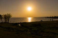 琵琶湖の夕陽