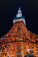 夜空に聳える東京タワー