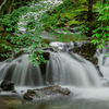 登山道入り口の滝