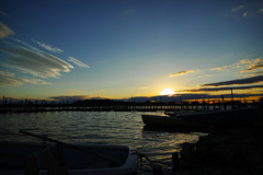 夕暮れ時の多々良沼