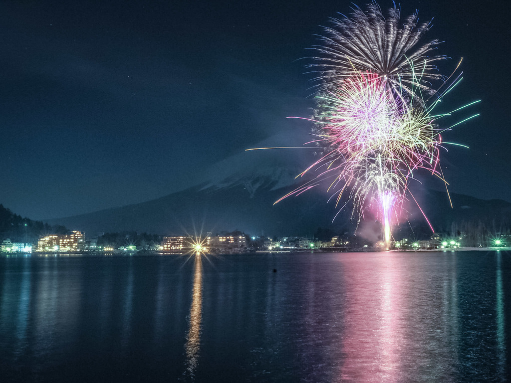 河口湖冬花火2018